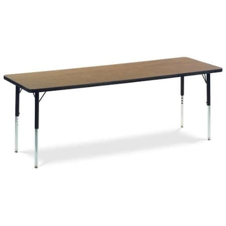 Virco 36 in. W, 72 in. L, 17-25 in. H, Medium Oak Top / Black Edge 483672LO